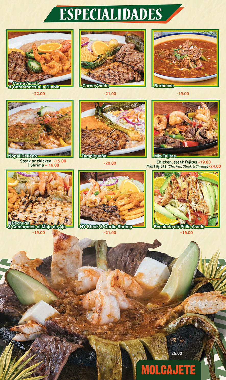 Las Margaritas Menu